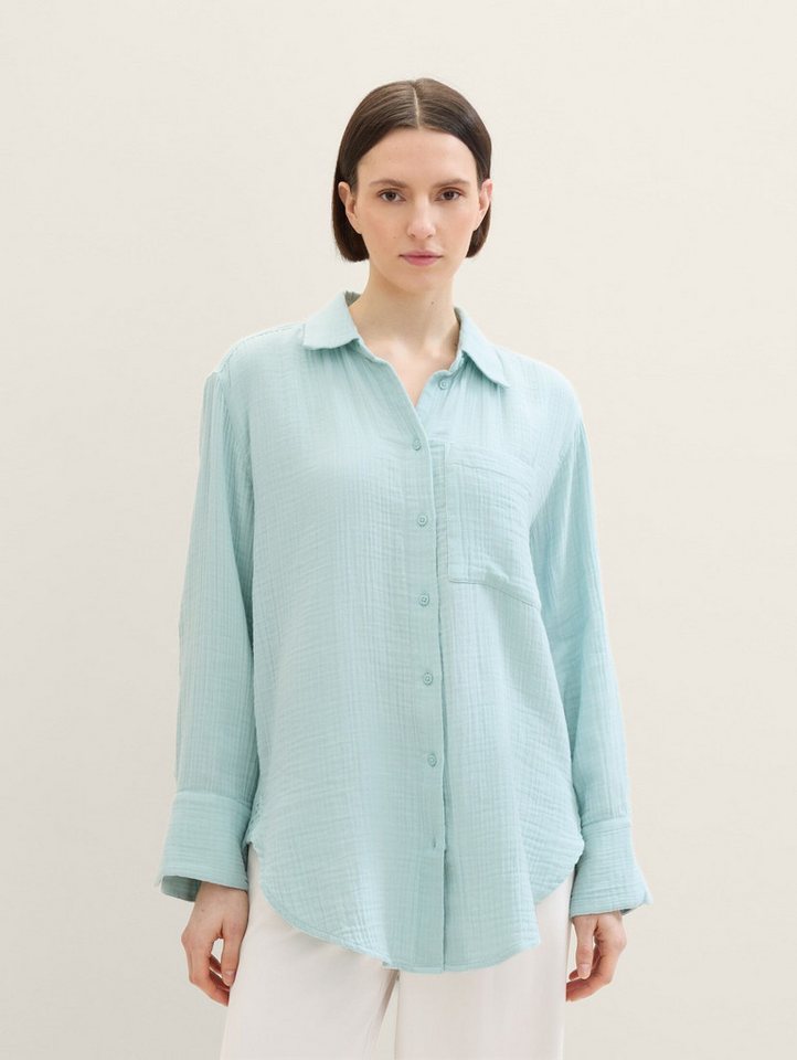 TOM TAILOR Langarmbluse Musselin Oversized Bluse mit Struktur von TOM TAILOR