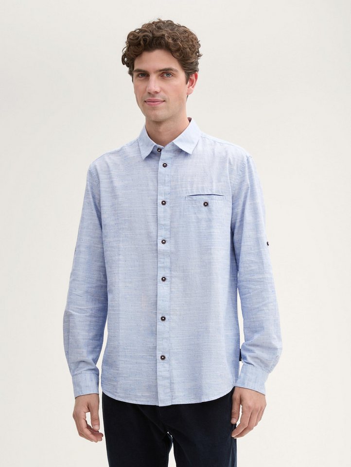TOM TAILOR Langarmhemd Regular Fit Hemd mit Turn-up-Funktion Regular Fit Hemd mit Turn-up-Funktion von TOM TAILOR