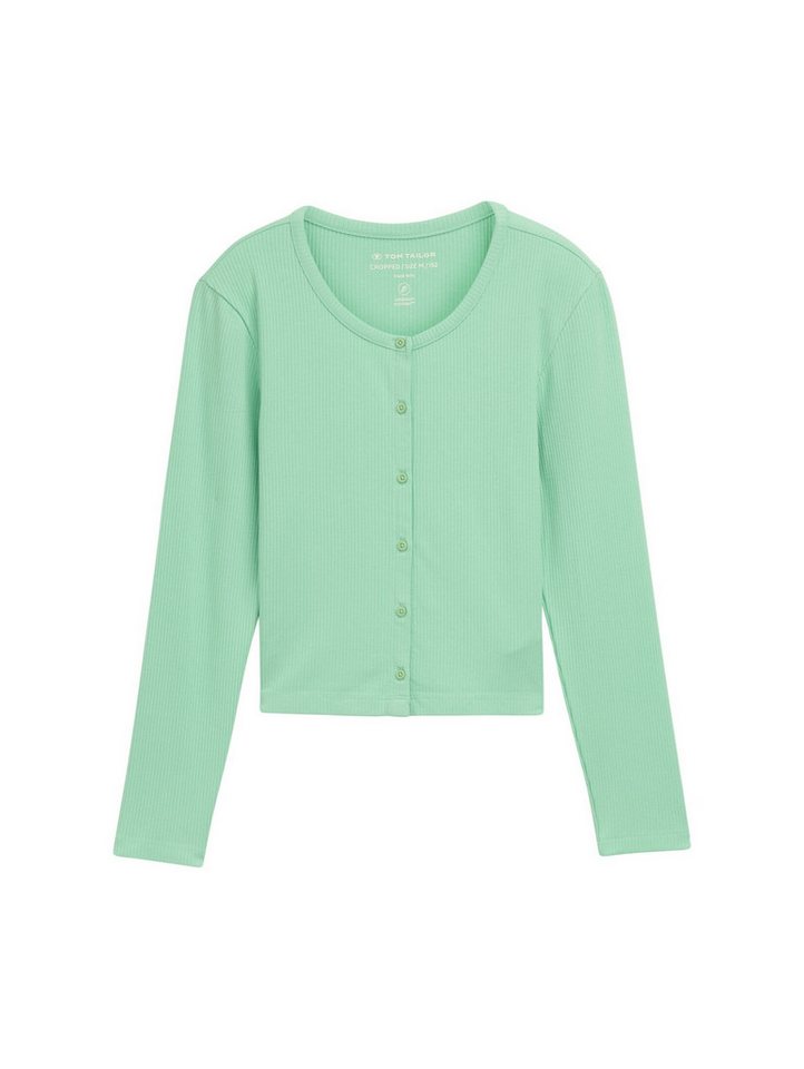 TOM TAILOR Langarmshirt T-Shirt Cropped Langarmshirt mit Knopfleiste von TOM TAILOR