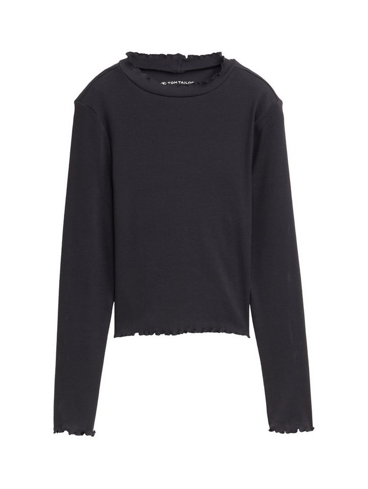 TOM TAILOR Langarmshirt Cropped Langarmshirt mit Rippstruktur Cropped Langarmshirt mit Rippstruktur von TOM TAILOR