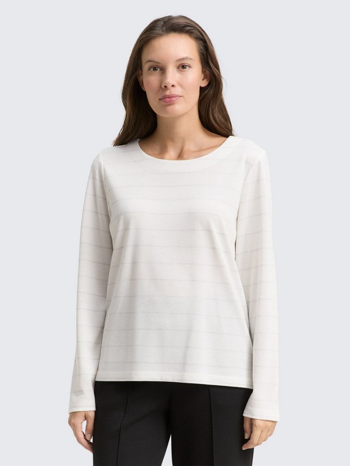 TOM TAILOR Langarmshirt T-Shirt Langarmshirt mit Glitzer-Streifenmuster von TOM TAILOR