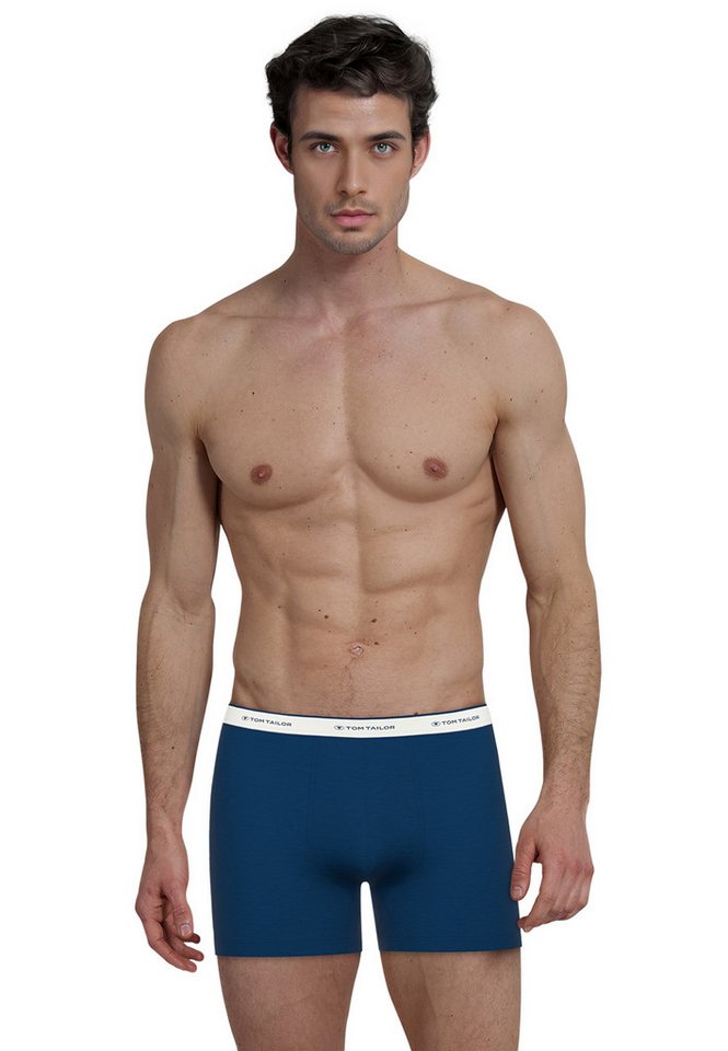TOM TAILOR Langer Boxer TOM TAILOR Herren Long-Pants blau uni 2er Pack (2-St) von TOM TAILOR