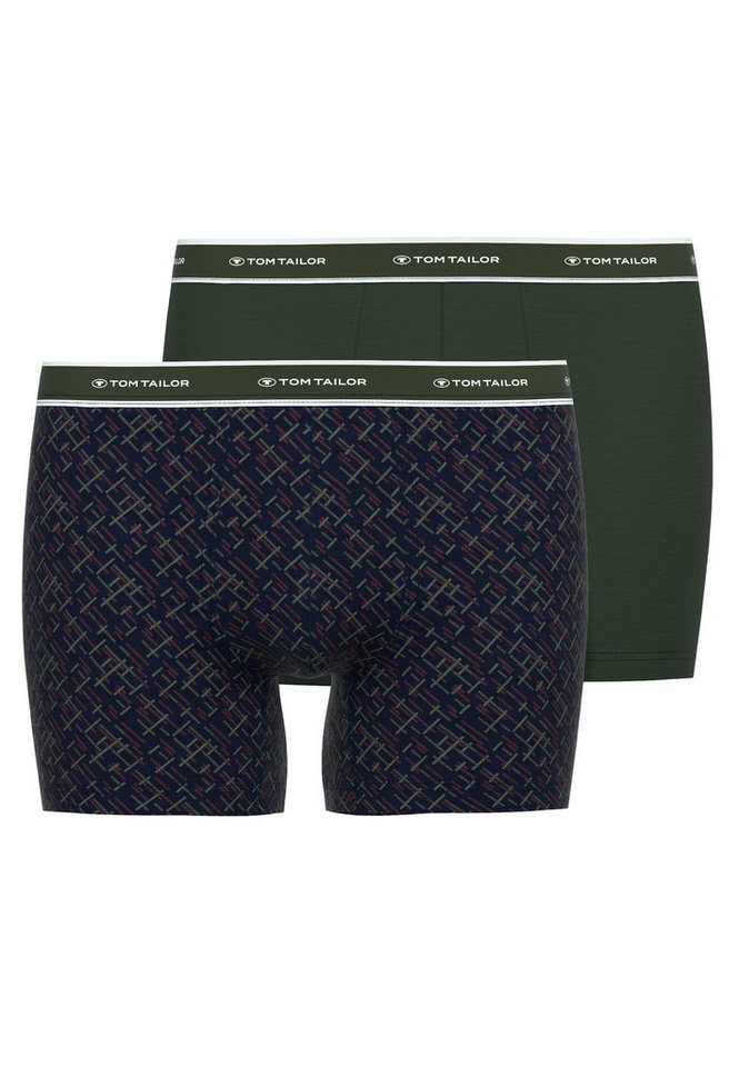 TOM TAILOR Langer Boxer TOM TAILOR Herren Long-Pants grün bedruckt 2er Pac (2-St) von TOM TAILOR