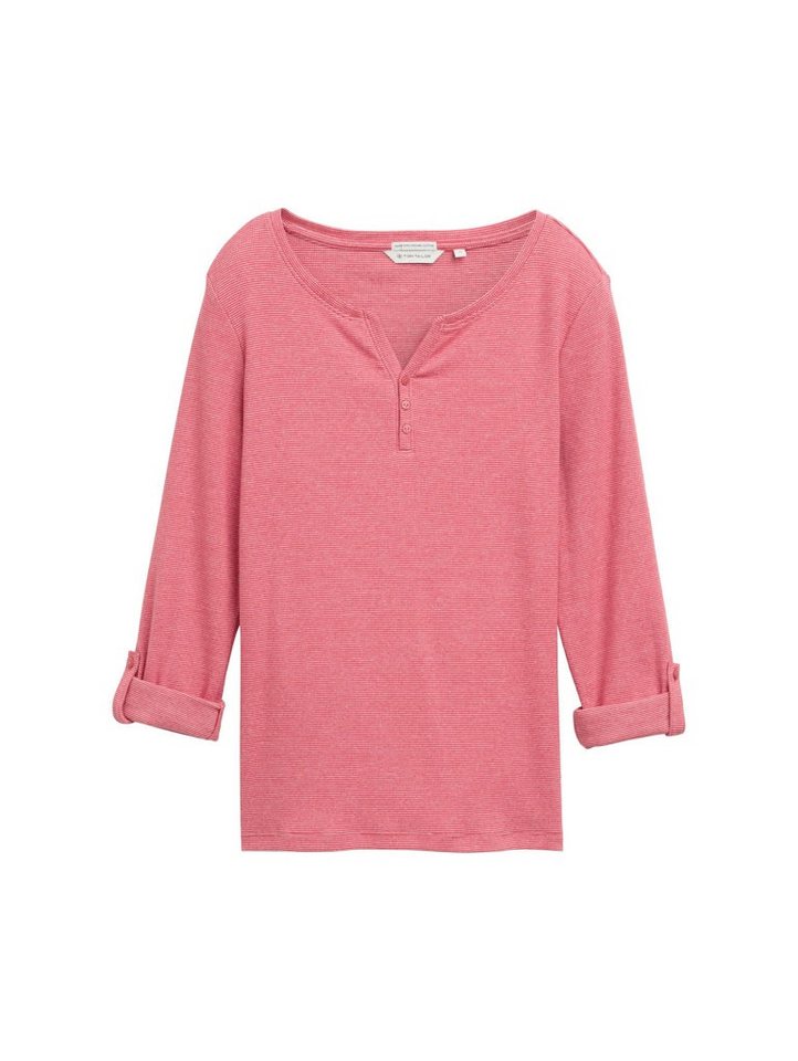 TOM TAILOR Longsleeve T-shirt stripe henley off white red small stripe von TOM TAILOR