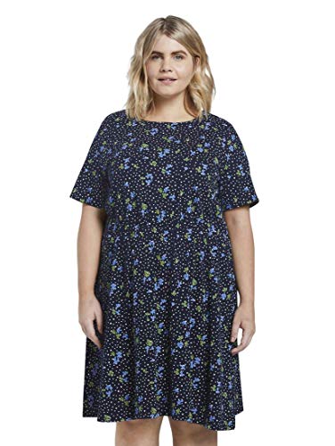 TOM TAILOR MY TRUE ME Damen Kleider & Jumpsuits Gemustertes Kleid Navy Flower dot Print,44,22133,6000 von TOM TAILOR