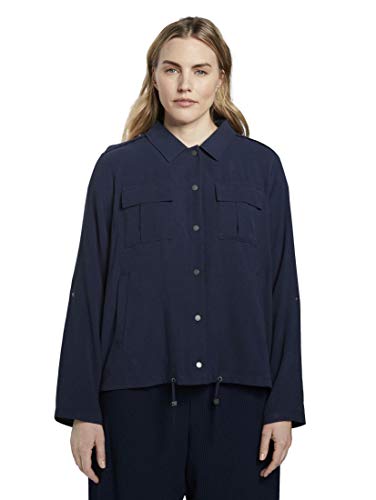 TOM TAILOR MY TRUE ME Damen Plussize Jacke im Utility-Stil 1017662, 10360 - Real Navy Blue, 48 Große Größen von TOM TAILOR