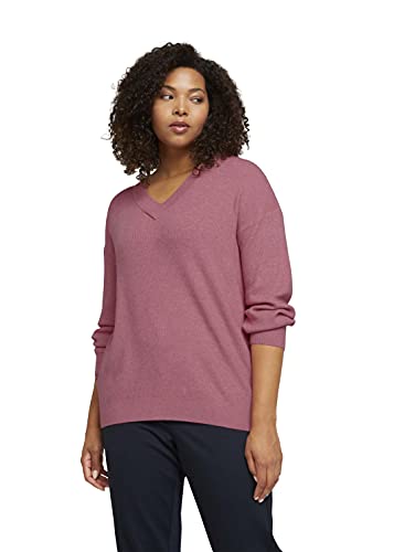 TOM TAILOR MY TRUE ME Damen Plussize Pullover in Mélange-Optik 1026818, 27551 - Dusty Rose Pink Melange, 54 Große Größen von TOM TAILOR