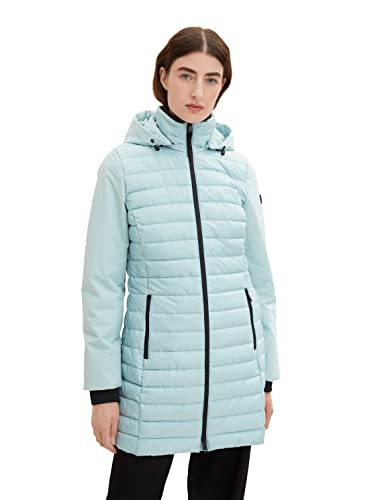 TOM TAILOR Mädchen 1034124 Hybrid Steppmantel mit Kapuze, 30463 - Dusty Mint Blue, L von TOM TAILOR