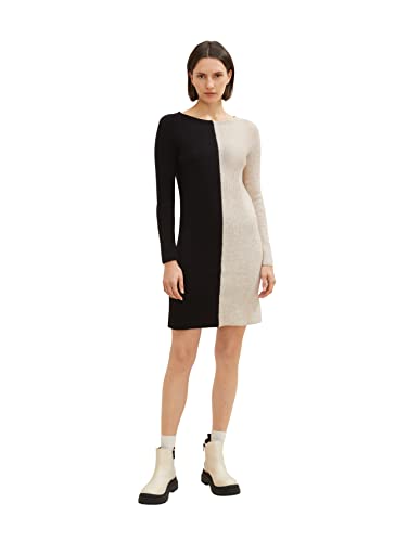 TOM TAILOR Mädchen 1034812 Colorblock Strickkleid , 28225 - Cold Beige Melange, 38 von TOM TAILOR