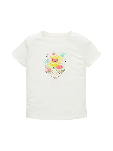 TOM TAILOR Mädchen 1036106 Kinder T-Shirt mit Print, 10315-Whisper White, 92/98 von TOM TAILOR