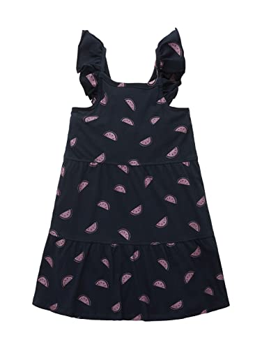 TOM TAILOR Mädchen 1036114 Kinder Jerseykleid mit Muster & Rüschen, 31701-Dark Blue Pink Melon Print, 104/110 von TOM TAILOR