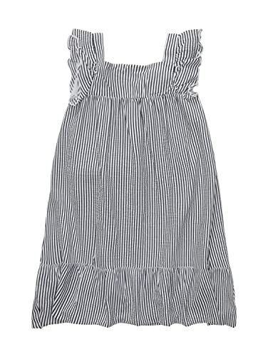 TOM TAILOR Mädchen 1036117 Kinder Kleid mit Streifen & Volant, 31816-Vertical Off White Blue Stripe, 92/98 von TOM TAILOR