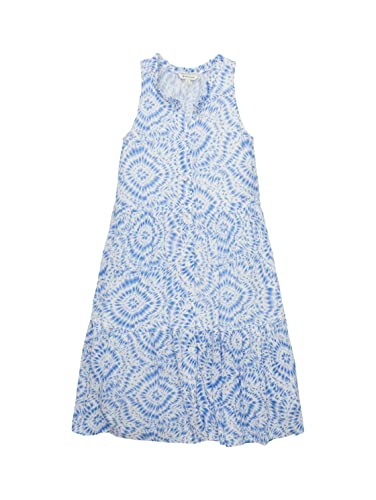 TOM TAILOR Mädchen 1036141 Kinder Volant-Kleid mit Muster, 31853-Blue Tie Dye Circle, 128 von TOM TAILOR