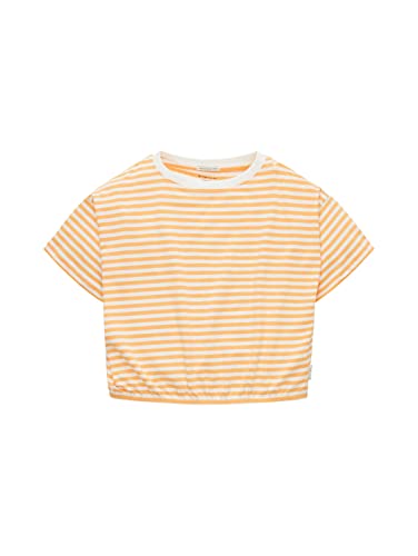 TOM TAILOR Mädchen 1036154 Kinder Cropped T-Shirt mit Streifen, 31815-Orange Off White Stripe, 128 von TOM TAILOR