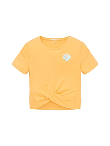 TOM TAILOR Mädchen 1036155 Kinder T-Shirt mit Wickeldetail & Print, 22225-Washed Out Orange, 176 von TOM TAILOR