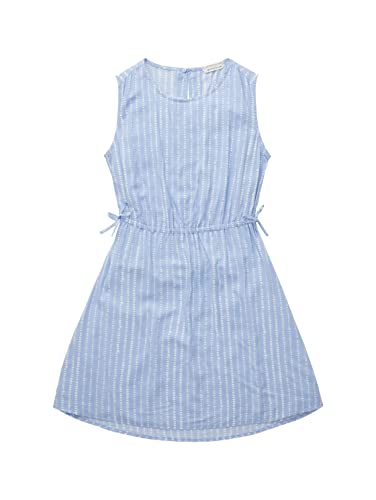 TOM TAILOR Mädchen 1036164 Kinder Kleid mit Streifen & Bindedetail, 31695-Blue Tie Dye Stripe, 164 von TOM TAILOR