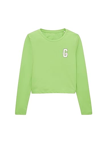 TOM TAILOR Mädchen 1037704 Cropped Langarmshirt mit Print, 12318-liquid Lime Green, 164 von TOM TAILOR