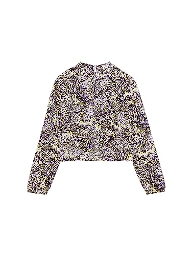 TOM TAILOR Mädchen 1037900 Cropped Bluse mit Allover, 32502-spotted Purple Lime Print, 134 von TOM TAILOR