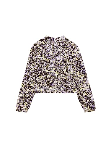 TOM TAILOR Mädchen 1037900 Cropped Bluse mit Allover, 32502-spotted Purple Lime Print, 140 von TOM TAILOR