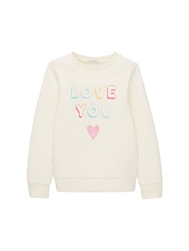 TOM TAILOR Mädchen 1037941 Sweatshirt mit Schriftzug, 10330-Dove White, 116/122 von TOM TAILOR