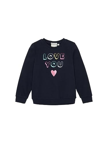 TOM TAILOR Mädchen 1037941 Sweatshirt mit Schriftzug, 10668-sky Captain Blue, 116/122 von TOM TAILOR