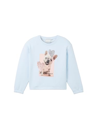 TOM TAILOR Mädchen 1037947 Sweatshirt mit Pailletten, 32264-new Breeze Blue, 128/134 von TOM TAILOR