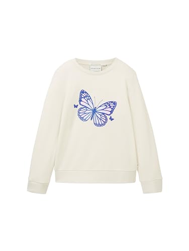 TOM TAILOR Mädchen 1037949 Sweatshirt mit Schmetterling-Print, 13808-Creme, 104/110 von TOM TAILOR