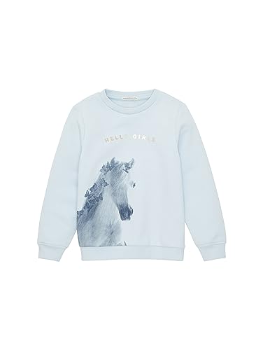 TOM TAILOR Mädchen 1037952 Sweatshirt mit Pferde-Print, 32264-new Breeze Blue, 92/98 von TOM TAILOR