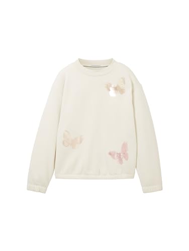 TOM TAILOR Mädchen 1037953 Sweatshirt mit Pailletten, 13808-Creme, 104/110 von TOM TAILOR