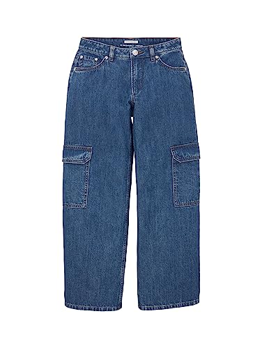 TOM TAILOR Mädchen 1038013 Wide Leg Fit Cargo Jeans, 10119-Used Mid Stone Blue Denim, 146 von TOM TAILOR