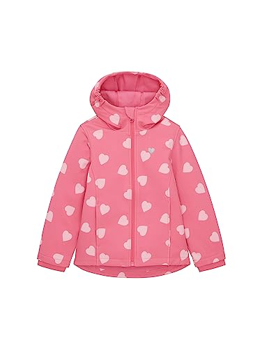 TOM TAILOR Mädchen 1038498 Softshell Jacke mit Herzmuster, 33827-Big Heart Print pink, 128/134 von TOM TAILOR