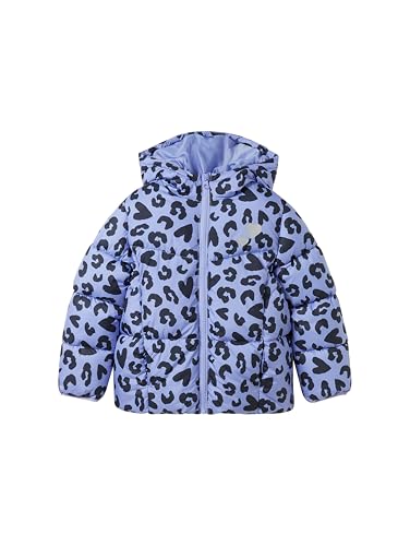 TOM TAILOR Mädchen 1042872 Kinder Puffer Winterjacke mit Kapuze &Muster, 35873-Blue Navy Leo Design, 104/110 von TOM TAILOR
