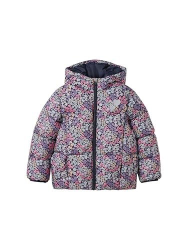 TOM TAILOR Mädchen 1042872 Kinder Puffer Winterjacke mit Kapuze &Muster, 36451-Tonal Multicolor Flower Print, 92/98 von TOM TAILOR
