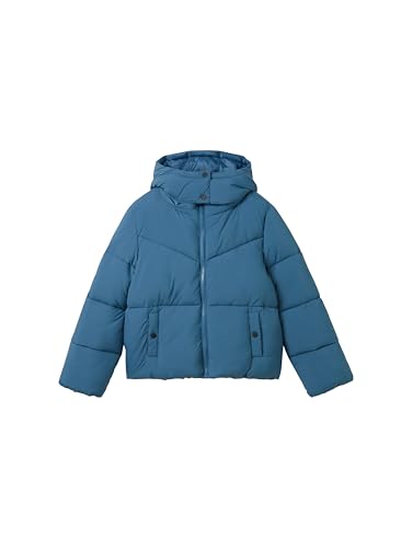 TOM TAILOR Mädchen 1043392 Kinder Puffer Winterjacke mit Abnehmbarer Kapuze, 36482-Dusty Petrol, 152 von TOM TAILOR