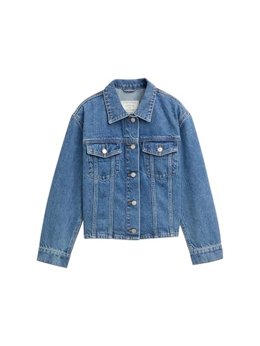 TOM TAILOR Mädchen 1045788 Jeansjacke, 10113 - Clean Mid Stone Blue Denim, 164 EU von TOM TAILOR