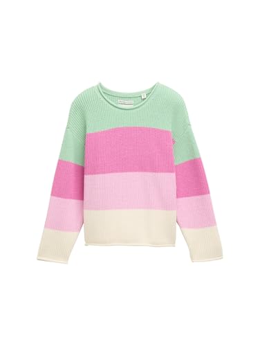 TOM TAILOR Mädchen 1047461 Pullover, 38847-Multicolor Green Block Stripe, 104-110 von TOM TAILOR