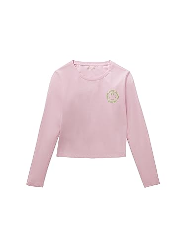 TOM TAILOR Mädchen 1037704 Cropped Langarmshirt mit Print, 32267-sweet pink, 140 von TOM TAILOR