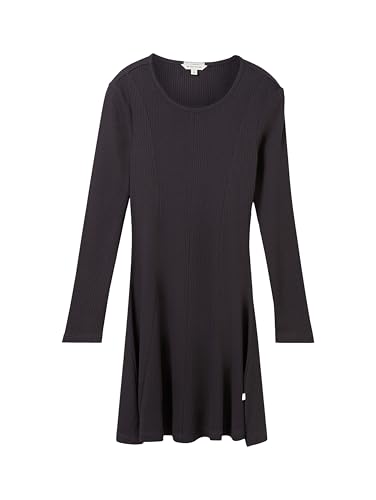 TOM TAILOR Mädchen Kinder Basic Kleid mit Rippstruktur,29476 - Coal Grey, 164 von TOM TAILOR