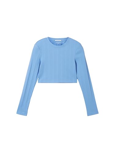 TOM TAILOR Mädchen Kinder Basic Langarmshirt mit Rippstruktur,36424 - Azure Blue, 164 von TOM TAILOR