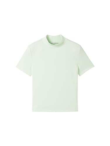 TOM TAILOR Mädchen Kinder Basic T-Shirt mit Rippstruktur & Stehkragen, 29570 - Pale Peppermint, 152 von TOM TAILOR