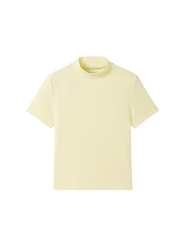 TOM TAILOR Mädchen Kinder Basic T-Shirt mit Rippstruktur & Stehkragen, 34585 - Light Yellow, 152 von TOM TAILOR