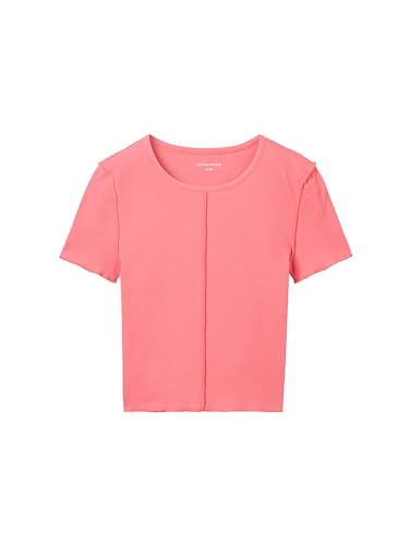 TOM TAILOR Mädchen Kinder Basic T-Shirt mit Rippstruktur & Ziernaht, 34611 - Dull Pink, 176 von TOM TAILOR