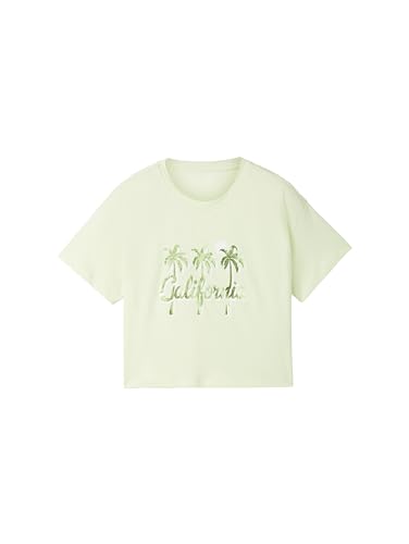 TOM TAILOR Mädchen Kinder Boxi Fit T-Shirt mit Print, soft garden green, 152 von TOM TAILOR