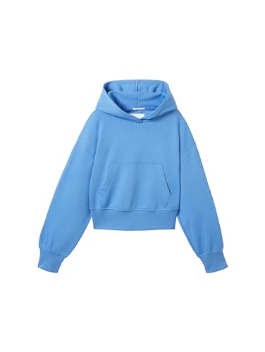 TOM TAILOR Mädchen Kinder Cropped Basic Hoodie, 18712 - Sicilian Blue, 164 von TOM TAILOR