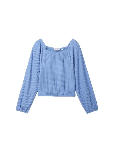 TOM TAILOR Mädchen Kinder Cropped Bluse mit Struktur, 18712 - Sicilian Blue, 152 von TOM TAILOR