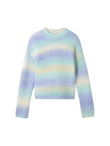 TOM TAILOR Mädchen Kinder Cropped Strickpullover mit Farbverlauf, 36821 - Lilac Blue and White Color Run, 128 von TOM TAILOR