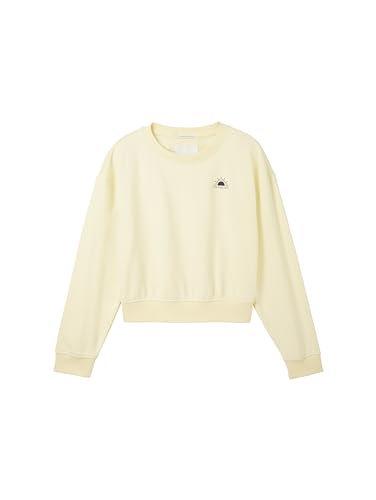 TOM TAILOR Mädchen Kinder Cropped Sweatshirt mit Print, 34585 - Light Yellow, 152 von TOM TAILOR