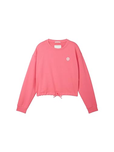 TOM TAILOR Mädchen Kinder Cropped Sweatshirt mit Smily-Print, 34611 - Dull Pink, 164 von TOM TAILOR