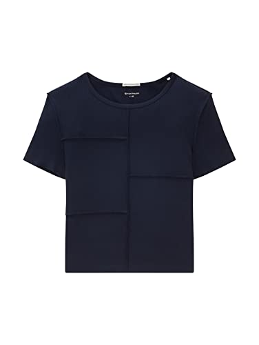 TOM TAILOR Mädchen Kinder Cropped T-Shirt mit Rippstruktur 1035120, Blau, 128 von TOM TAILOR