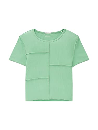 TOM TAILOR Mädchen Kinder Cropped T-Shirt mit Rippstruktur 1035120, Grün, 128 von TOM TAILOR